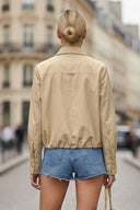 FRONT ZIP BELL CUFFS BLOUSE