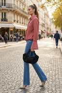 FRONT ZIP BELL CUFFS BLOUSE