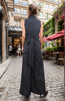 WIDE-LEG TIE JUMPSUIT