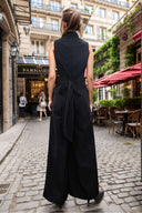 WIDE-LEG TIE JUMPSUIT
