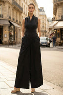 WIDE-LEG TIE JUMPSUIT