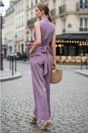 WIDE-LEG TIE JUMPSUIT