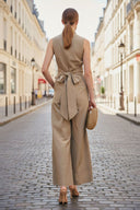 WIDE-LEG TIE JUMPSUIT