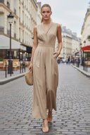 WIDE-LEG TIE JUMPSUIT