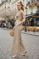 WIDE-LEG TIE JUMPSUIT
