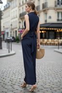WIDE-LEG TIE JUMPSUIT