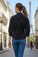 Dart Detail 3/4 Sleeve Button Down Blouse