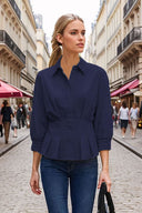 Dart Detail 3/4 Sleeve Button Down Blouse