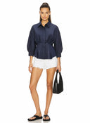 Dart Detail 3/4 Sleeve Button Down Blouse
