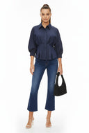 Dart Detail 3/4 Sleeve Button Down Blouse