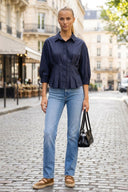 Dart Detail 3/4 Sleeve Button Down Blouse