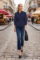 Dart Detail 3/4 Sleeve Button Down Blouse