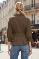 Dart Detail 3/4 Sleeve Button Down Blouse