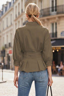 Dart Detail 3/4 Sleeve Button Down Blouse