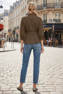 Dart Detail 3/4 Sleeve Button Down Blouse