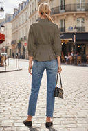 Dart Detail 3/4 Sleeve Button Down Blouse