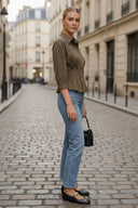 Dart Detail 3/4 Sleeve Button Down Blouse