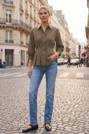 Dart Detail 3/4 Sleeve Button Down Blouse