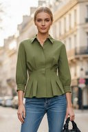 Dart Detail 3/4 Sleeve Button Down Blouse
