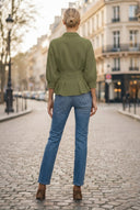 Dart Detail 3/4 Sleeve Button Down Blouse