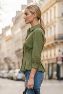 Dart Detail 3/4 Sleeve Button Down Blouse