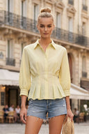 Dart Detail 3/4 Sleeve Button Down Blouse