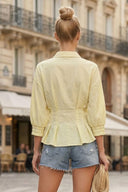 Dart Detail 3/4 Sleeve Button Down Blouse