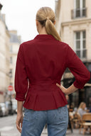 Dart Detail 3/4 Sleeve Button Down Blouse