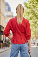 Dart Detail 3/4 Sleeve Button Down Blouse