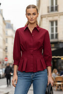 Dart Detail 3/4 Sleeve Button Down Blouse