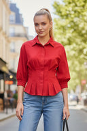 Dart Detail 3/4 Sleeve Button Down Blouse