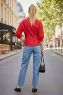 Dart Detail 3/4 Sleeve Button Down Blouse
