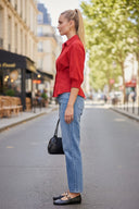 Dart Detail 3/4 Sleeve Button Down Blouse