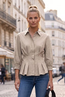 Dart Detail 3/4 Sleeve Button Down Blouse