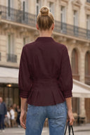 Dart Detail 3/4 Sleeve Button Down Blouse