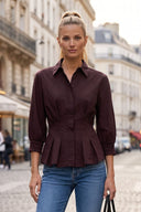 Dart Detail 3/4 Sleeve Button Down Blouse