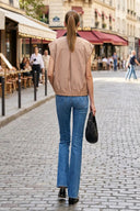 Short Sleeve Blouse with Detachable Collar