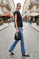 Short Sleeve Blouse with Detachable Collar