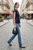 Short Sleeve Blouse with Detachable Collar