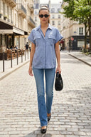 Stitch Detail Front Zip Up Blouse