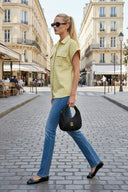 Stitch Detail Front Zip Up Blouse