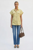 Stitch Detail Front Zip Up Blouse