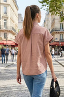 Stitch Detail Front Zip Up Blouse