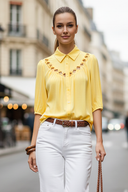 Cut Out Yoke Detail Blouse