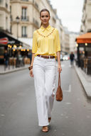 Cut Out Yoke Detail Blouse