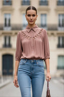 Cut Out Yoke Detail Blouse