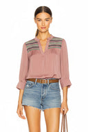 Multi-Color Yoke Embroidered Blouse