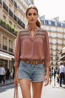 Multi-Color Yoke Embroidered Blouse