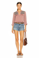 Multi-Color Yoke Embroidered Blouse