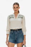 Multi-Color Yoke Embroidered Blouse